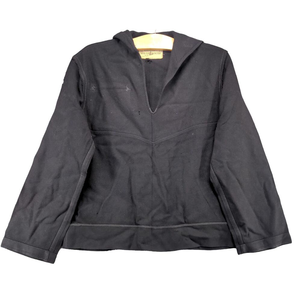 Naval Clothing Factory Vintage Navy Jacket Cracker Jacket V Neck Black 40x22